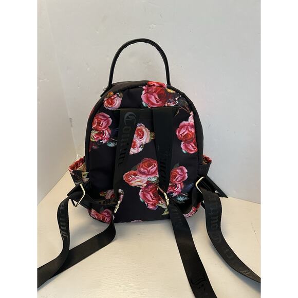 Juicy couture Backpack Roses Black Pink Floral Small Gold Hardware Nylon main image 14